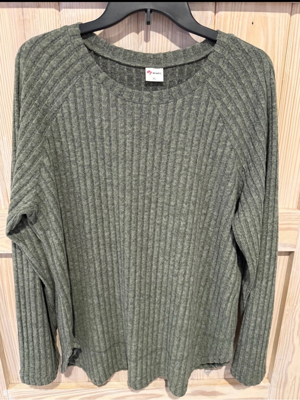 Ribbed Olive Green Women's Sweater